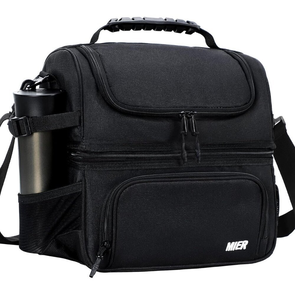 Insulated Lunch Tote Bag 14L Dual Compartment Black